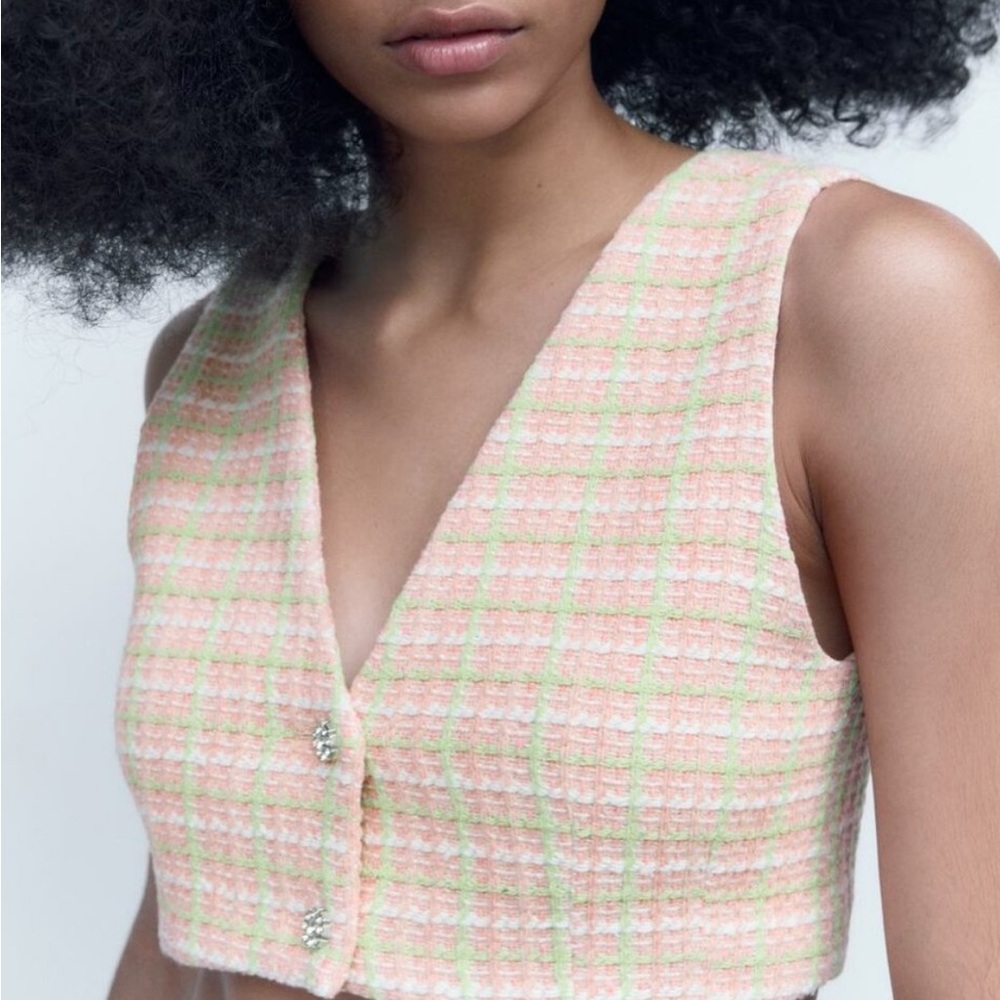Zara Pink & Green Crop Top